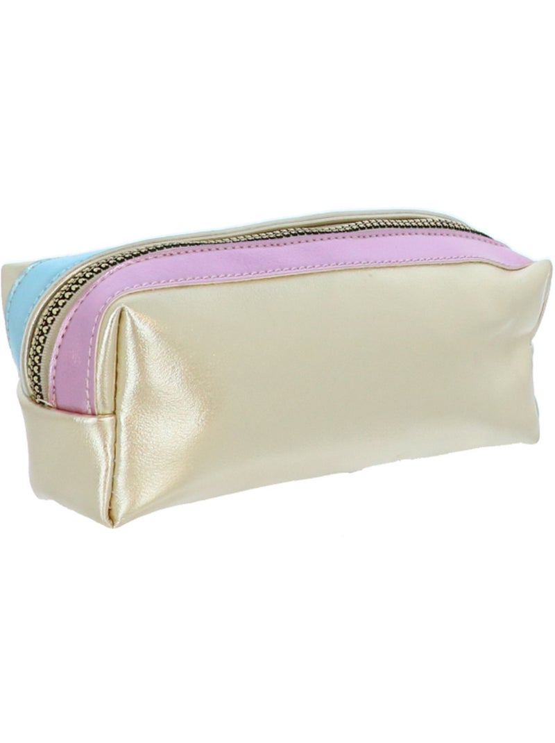 Rechthoekig pennenzak 22 cm twee vakken ritssluiting Marshmallow Blauw Lichtviolet Grijs - Kiabi