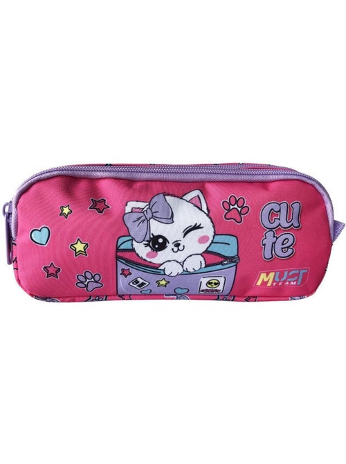 Rechthoekig pennenzak en canvas motief chaton Team Love - Kiabi Rechthoekig pennenzak en canvas motief chaton Team Love - Kiabi