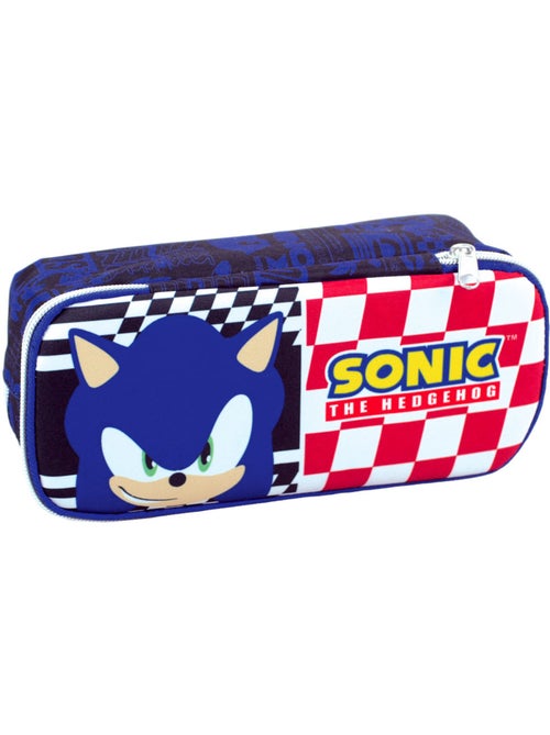 Rechthoekig pennenzak met 2 vakken met ritssluiting Sonic 23 cm - Kiabi