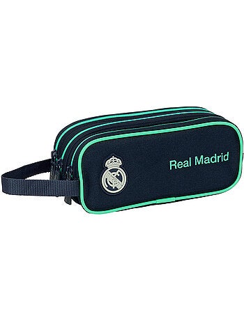 Rechthoekig pennenzak met 3 vakken met ritssluiting Real Madrid Safta 21x8x7 cm