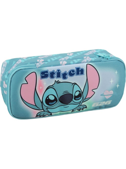 Rechthoekig pennenzak Stitch Lilo & Stitch 2 vakken met ritssluiting 23 cm - Kiabi