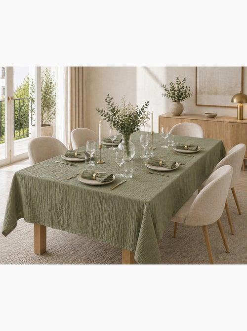 Rechthoekig tafelkleed + 6 tafelservetten – dubbel katoengaas gaïa - Kiabi Rechthoekig tafelkleed + 6 tafelservetten – dubbel katoengaas gaïa - Kiabi
