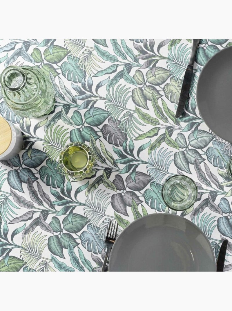 Rechthoekig tafelkleed – bedrukt polyester stylis Groen - Kiabi