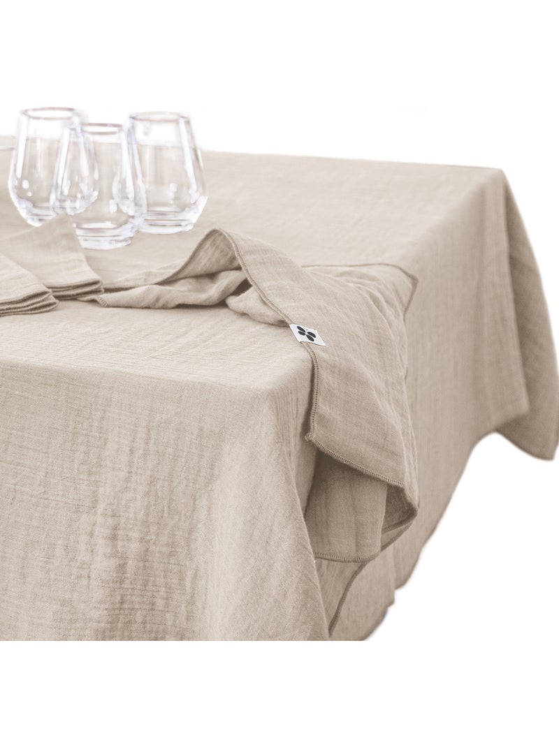 Rechthoekig tafelkleed – dubbel katoengaas – gaïa Lichtbeige - Kiabi