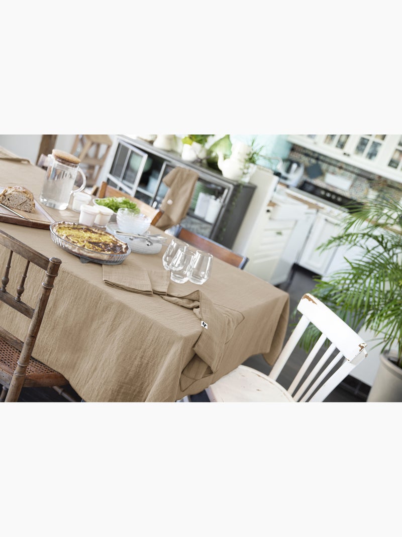 Rechthoekig tafelkleed – dubbel katoengaas – gaïa Touwbeige - Kiabi