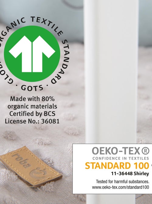 Rechthoekige babybox van massief hout met boxkleed van biologisch katoen 'lil planet' roba - Kiabi