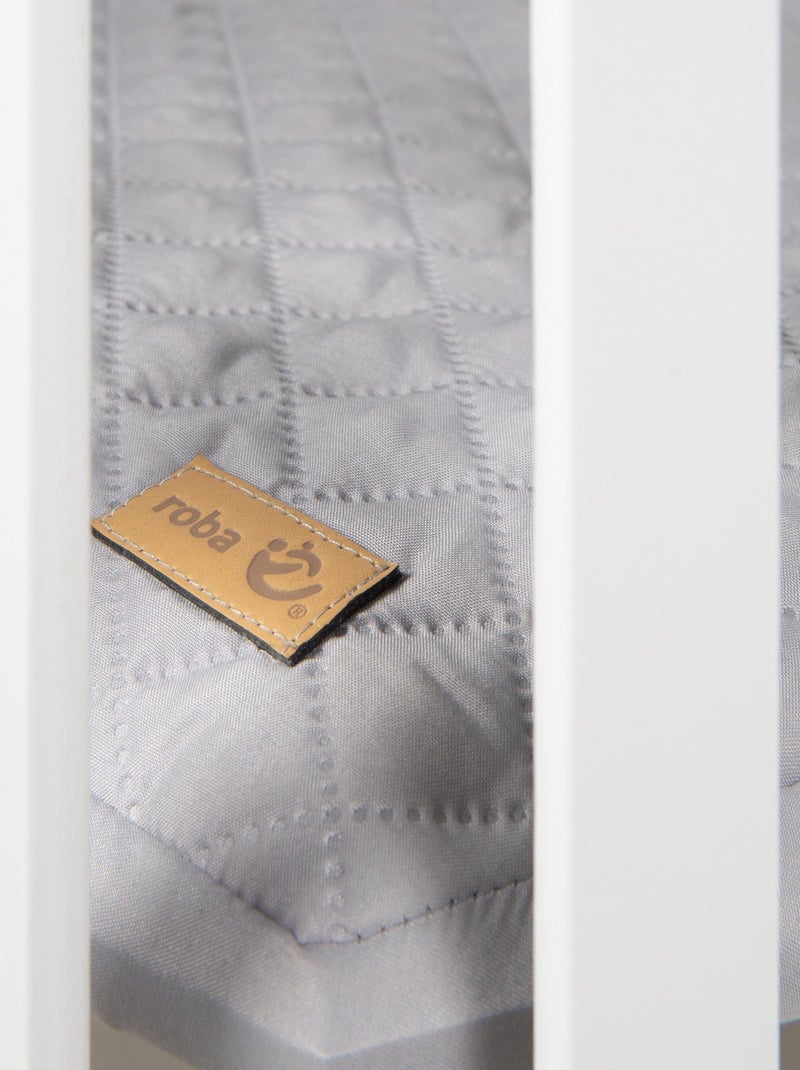 Rechthoekige houten babybox met waterafstotend boxkleed 'roba style' roba Wit Grijs - Kiabi
