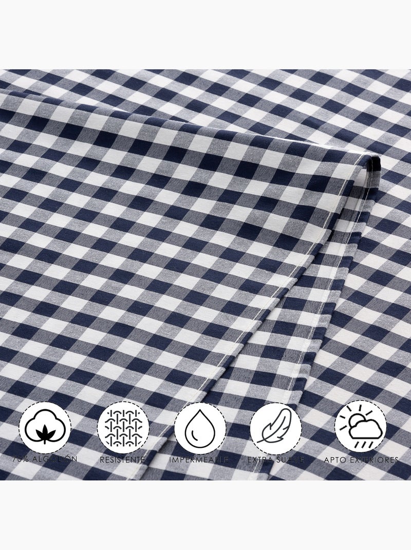 Rechthoekige katoenen tafelloper met vichy-ruit, waterbestendig - gamusi. Blauw - Kiabi