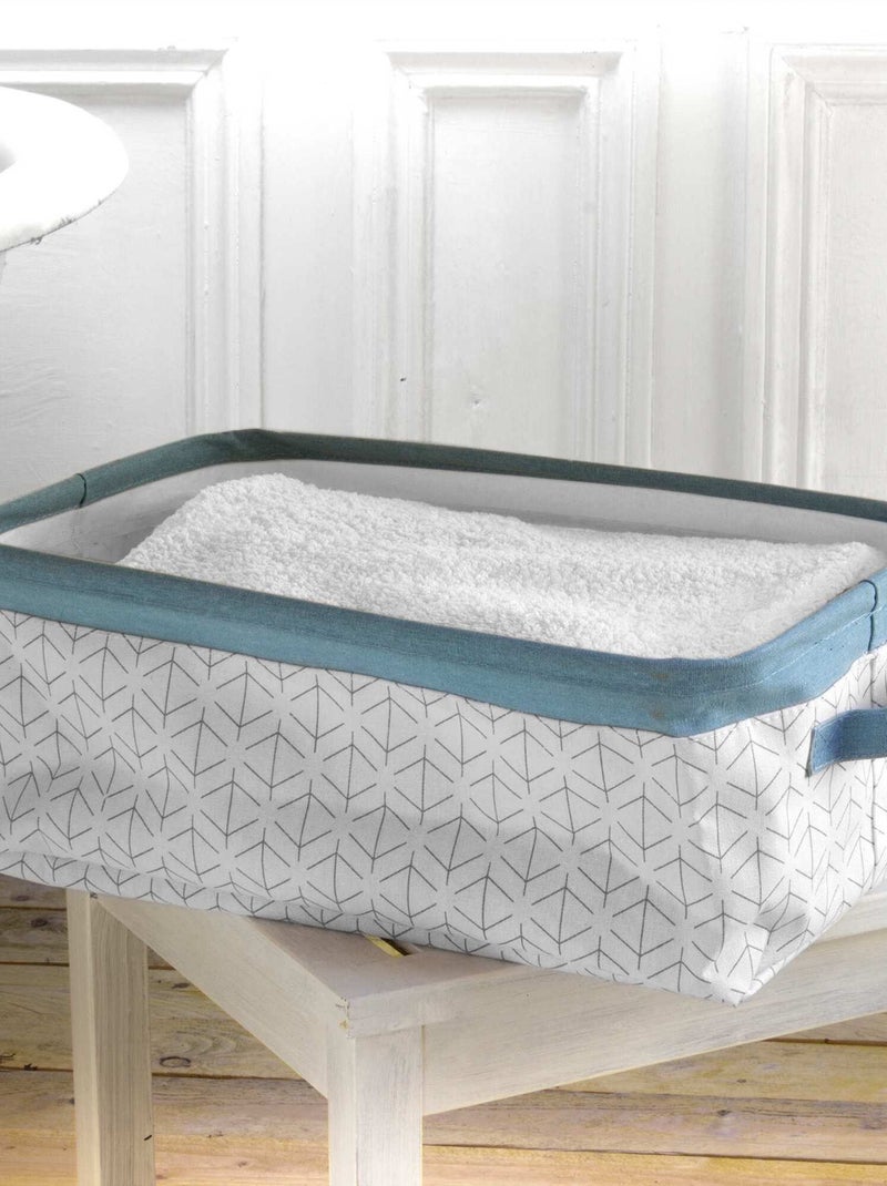 Rechthoekige opbergmand wit / blauw - Kiabi