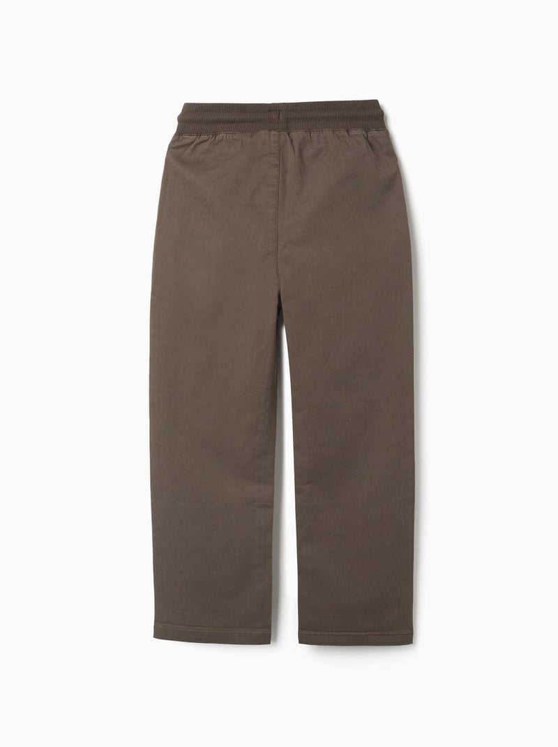 Rechtvallende twill broek met trekkoord Donkergroen - Kiabi