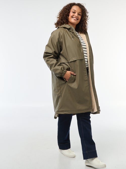 Regen-parka met capuchon en voering van imitatiebont - Kiabi