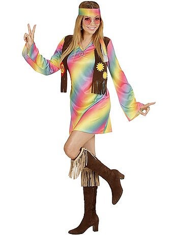 Regenboog hippie kostuum