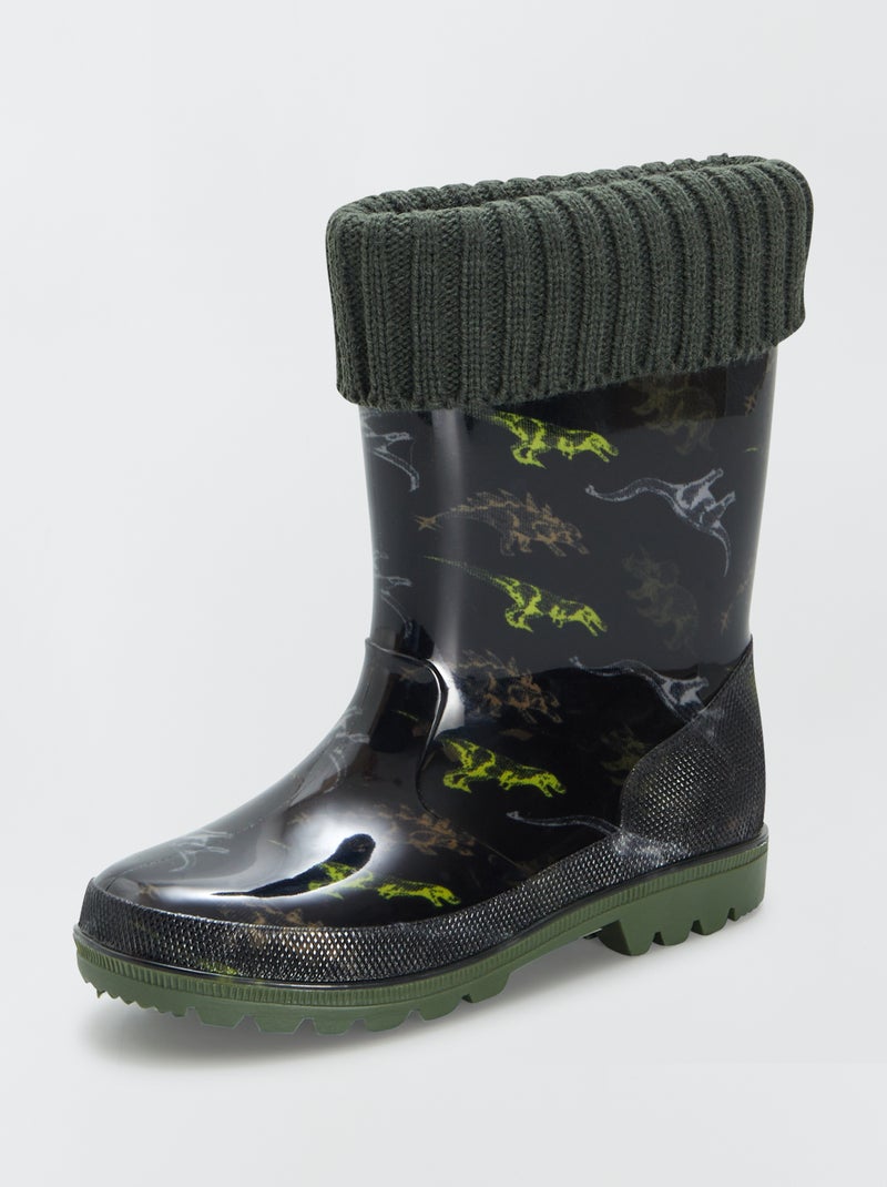 Regenlaarzen met fleecevoering KAKI - Kiabi