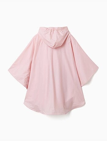 Regenponcho met capuchon met stitch-print