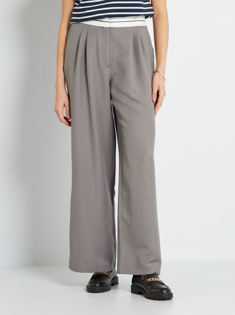 Regular broek met hoge taille GRIJS - Kiabi