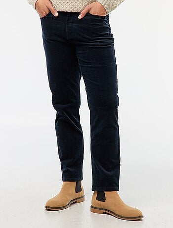 Regular-fit broek van effen velours