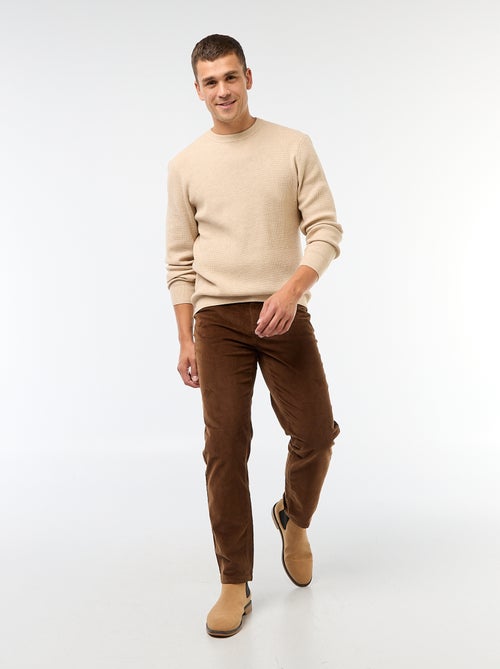 Regular-fit broek van effen velours - Kiabi
