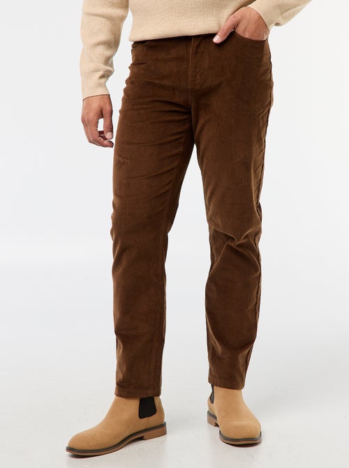 Regular-fit broek van effen velours - Kiabi