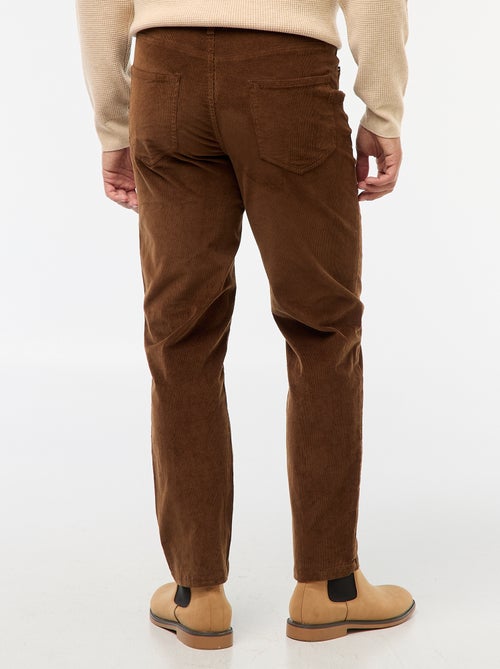 Regular-fit broek van effen velours - Kiabi