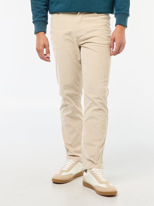 Regular-fit broek van effen velours - Kiabi