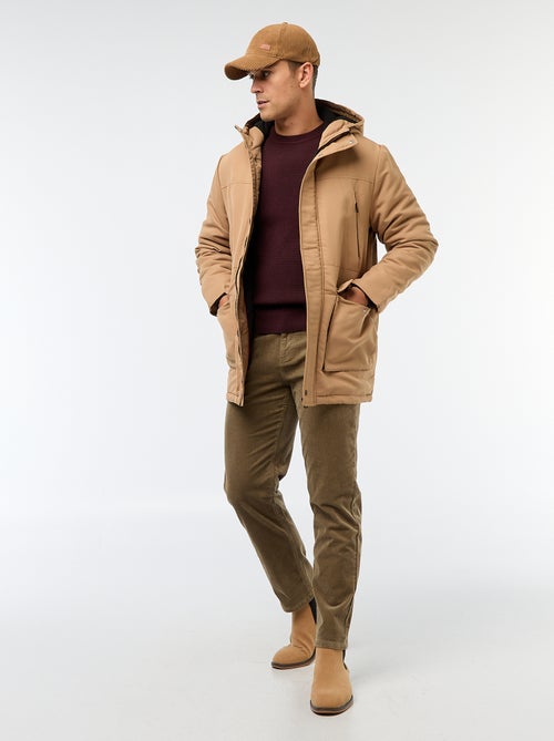 Regular-fit broek van effen velours - Kiabi