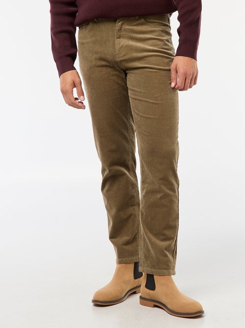 Regular-fit broek van effen velours - Kiabi