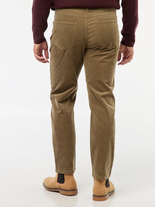 Regular-fit broek van effen velours - Kiabi
