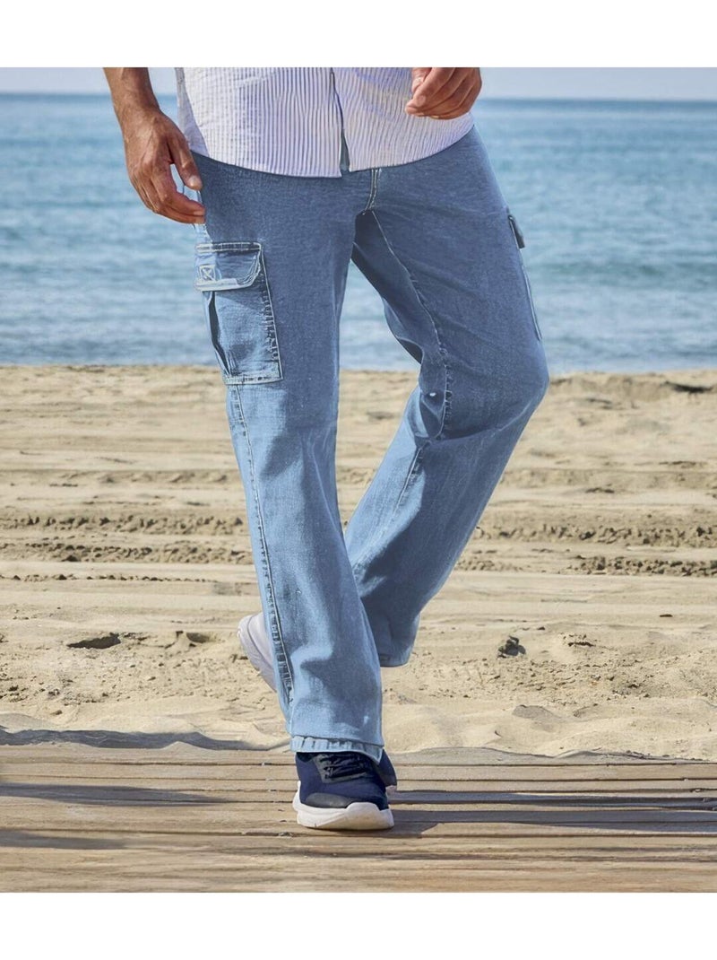 Regular fit cargojeans  - ATLAS FOR MEN Hemelsblauw - Kiabi