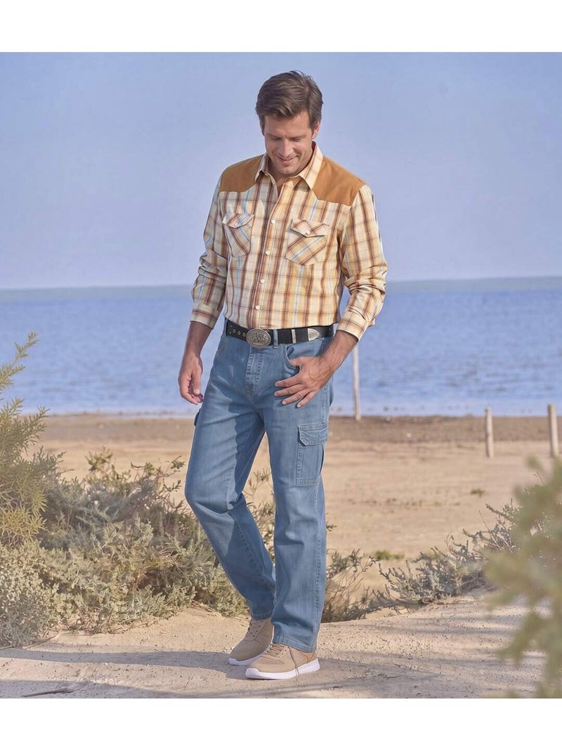 Regular fit cargojeans  - ATLAS FOR MEN Hemelsblauw - Kiabi