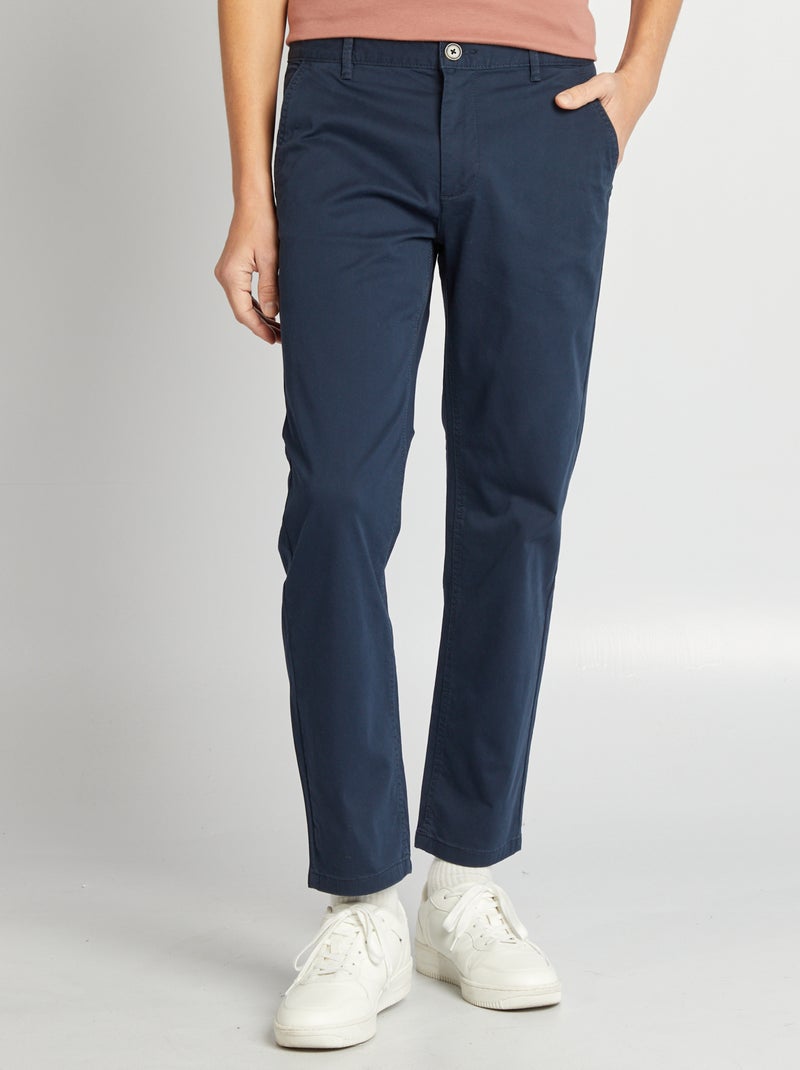 Regular-fit chino broek BLAUW - Kiabi