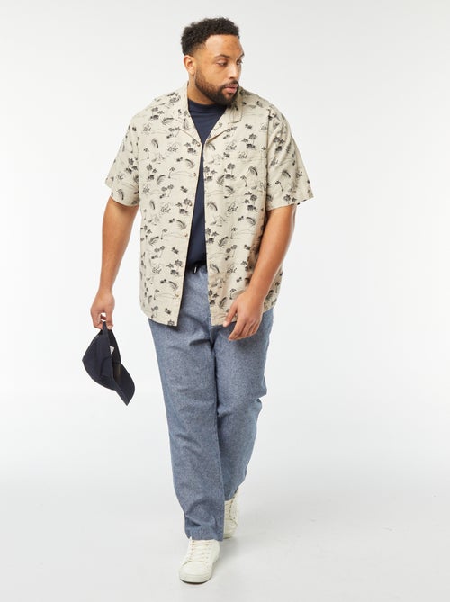 Regular-fit chino broek van linnenmix - Kiabi