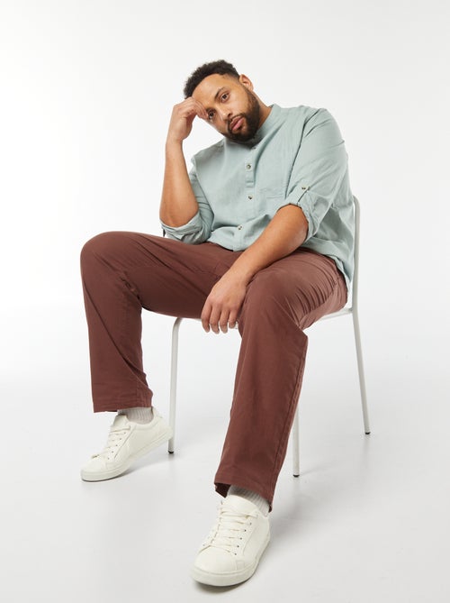 Regular-fit chino broek van linnenmix - Kiabi