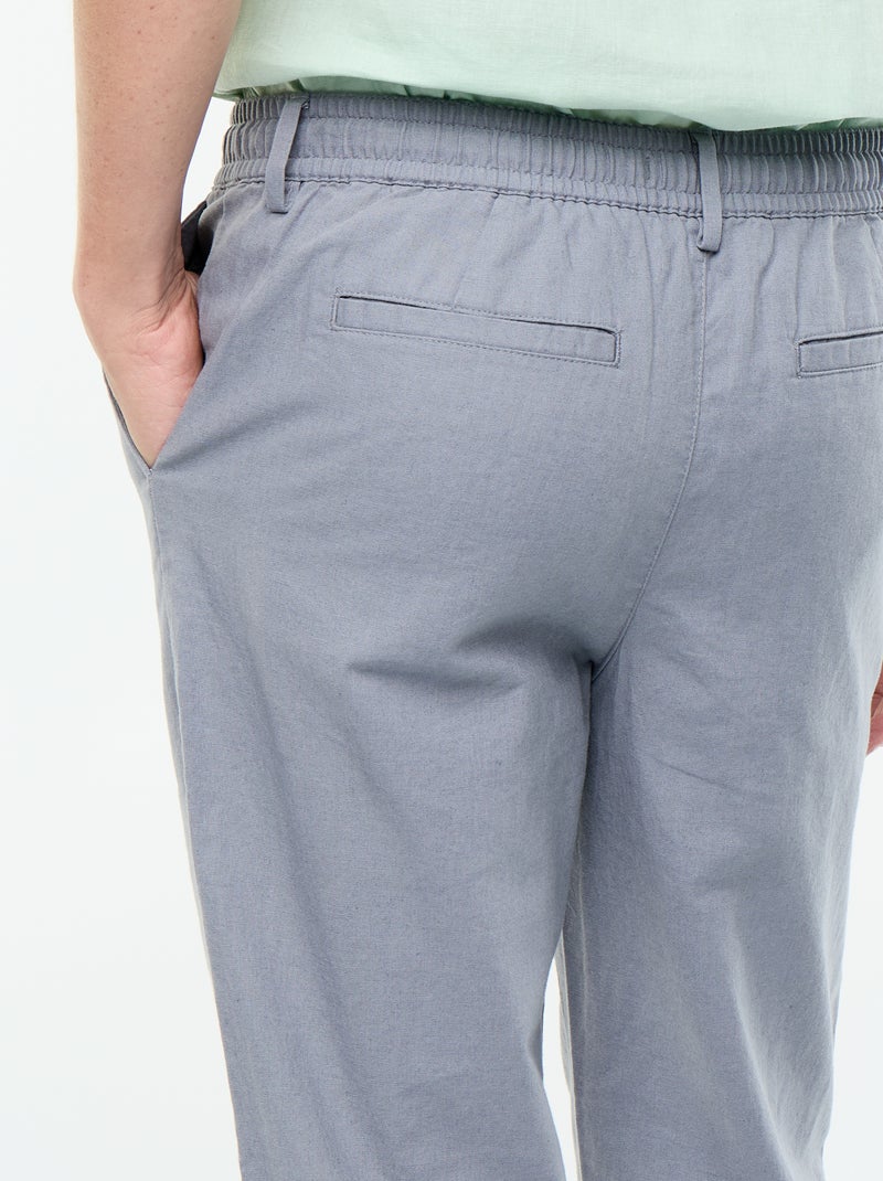 Regular fit chinobroek van linnenmix Grijs - Kiabi