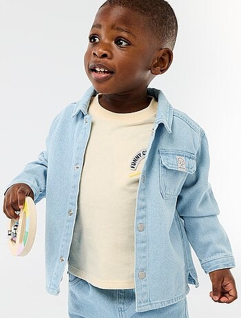 Regular fit denim hemd van katoen