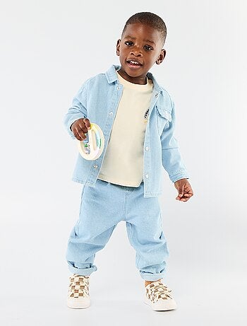 Regular fit denim hemd van katoen