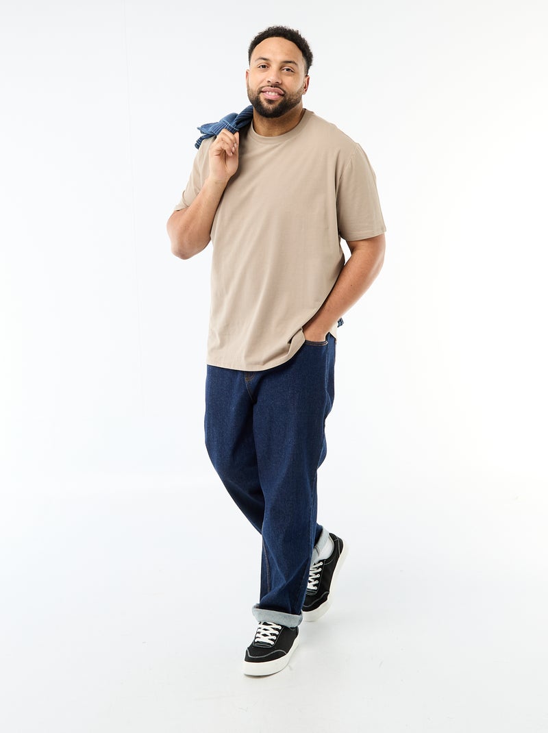 Regular-fit, effen T-shirt Biege - Kiabi