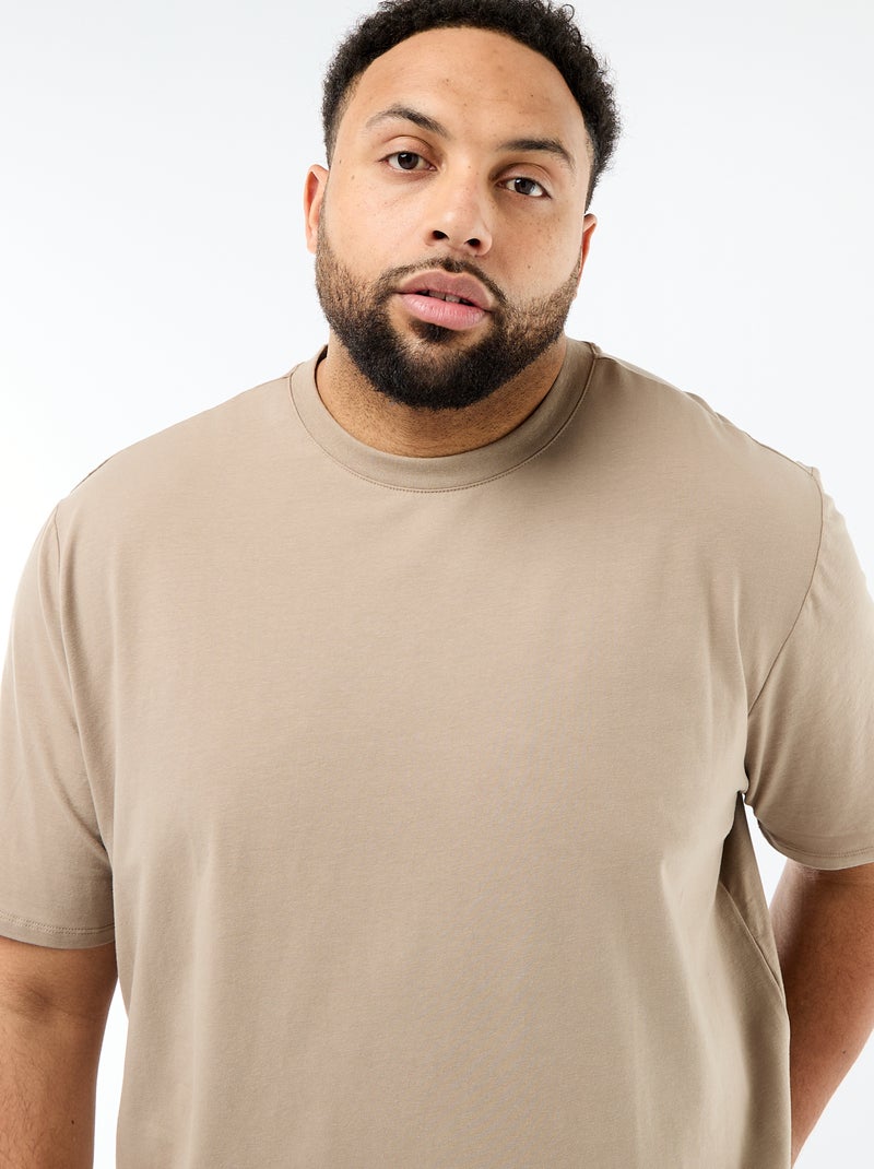 Regular-fit, effen T-shirt Biege - Kiabi