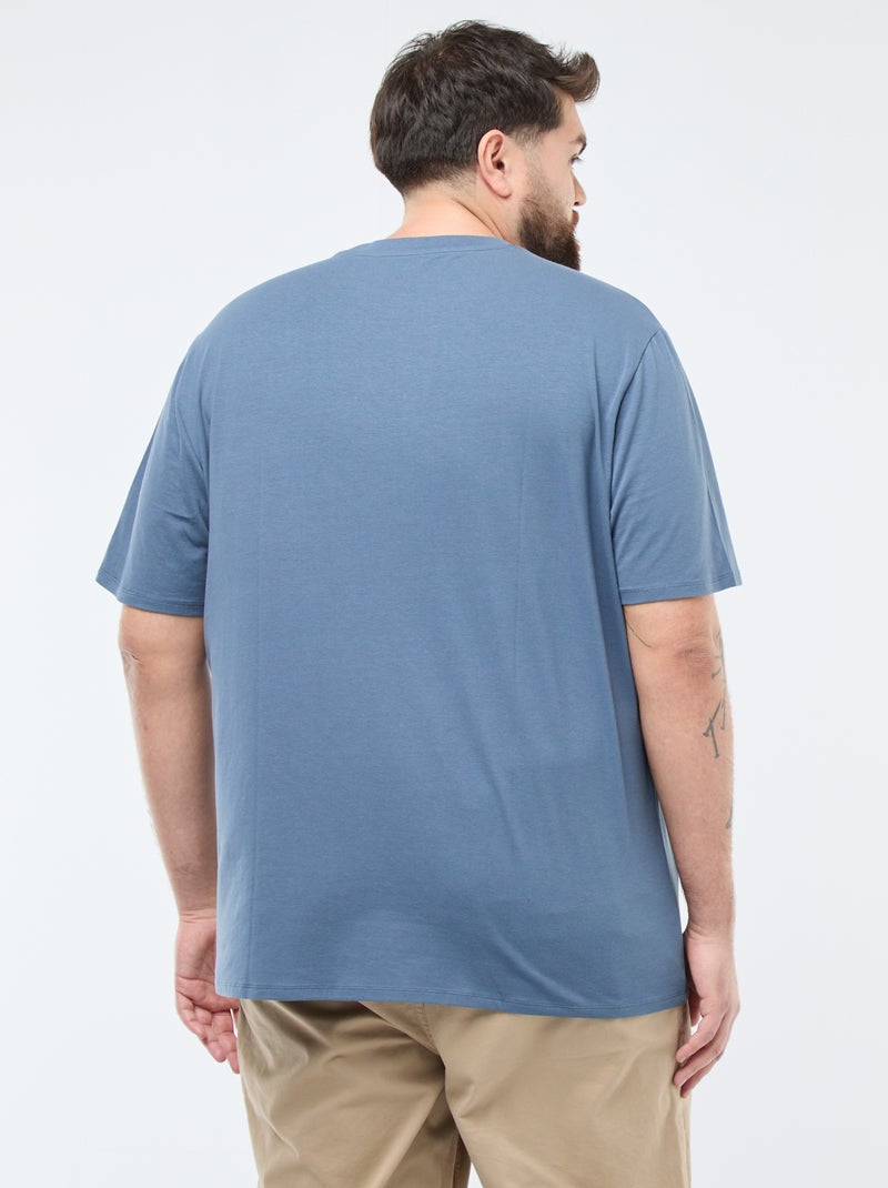 Regular-fit, effen T-shirt Blauw - Kiabi