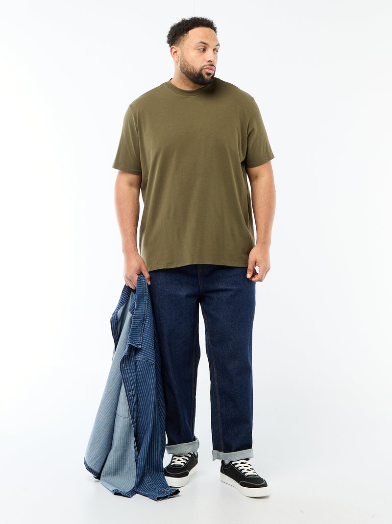 Regular-fit, effen T-shirt Kaki - Kiabi