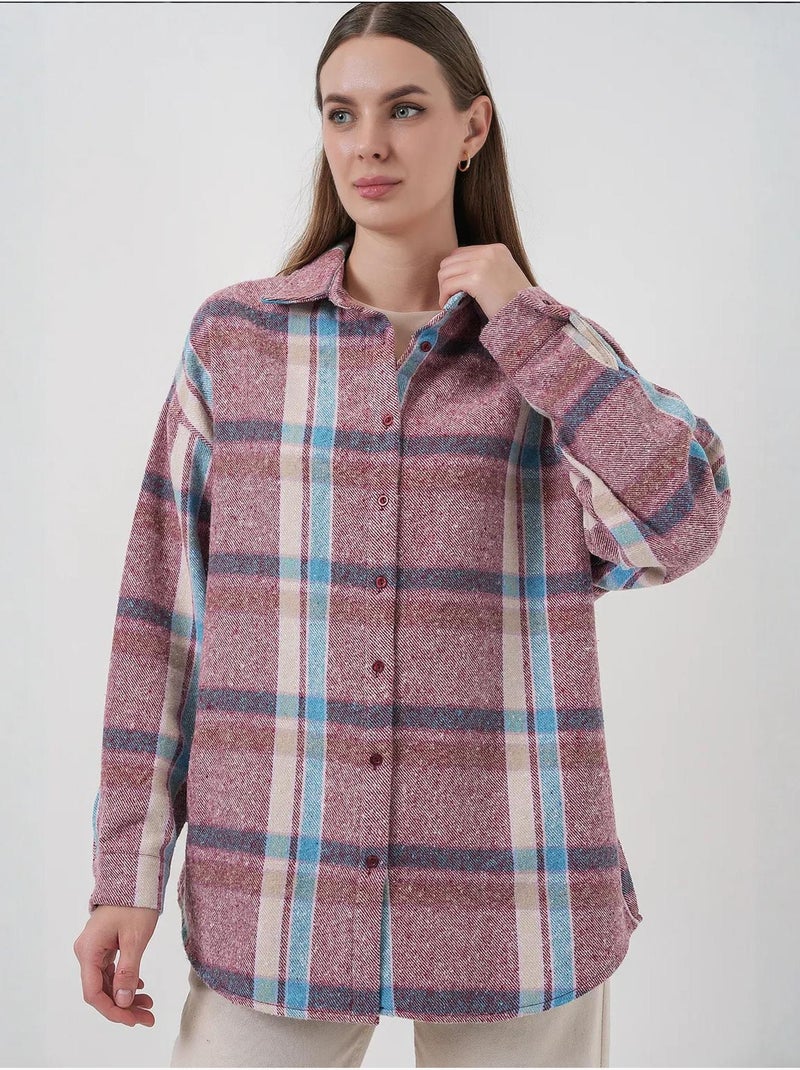 Regular fit flanellen overhemd bdart Mauve - Kiabi