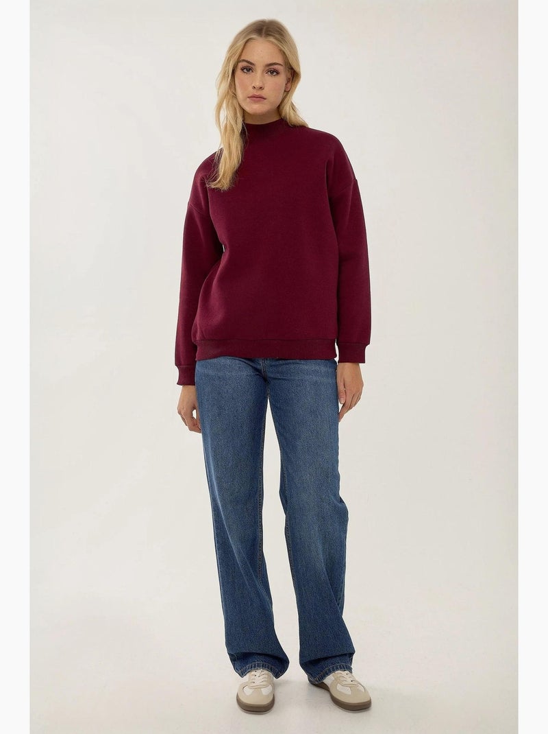 Regular fit gebreide sweatshirt hiccup Bordeauxrood - Kiabi