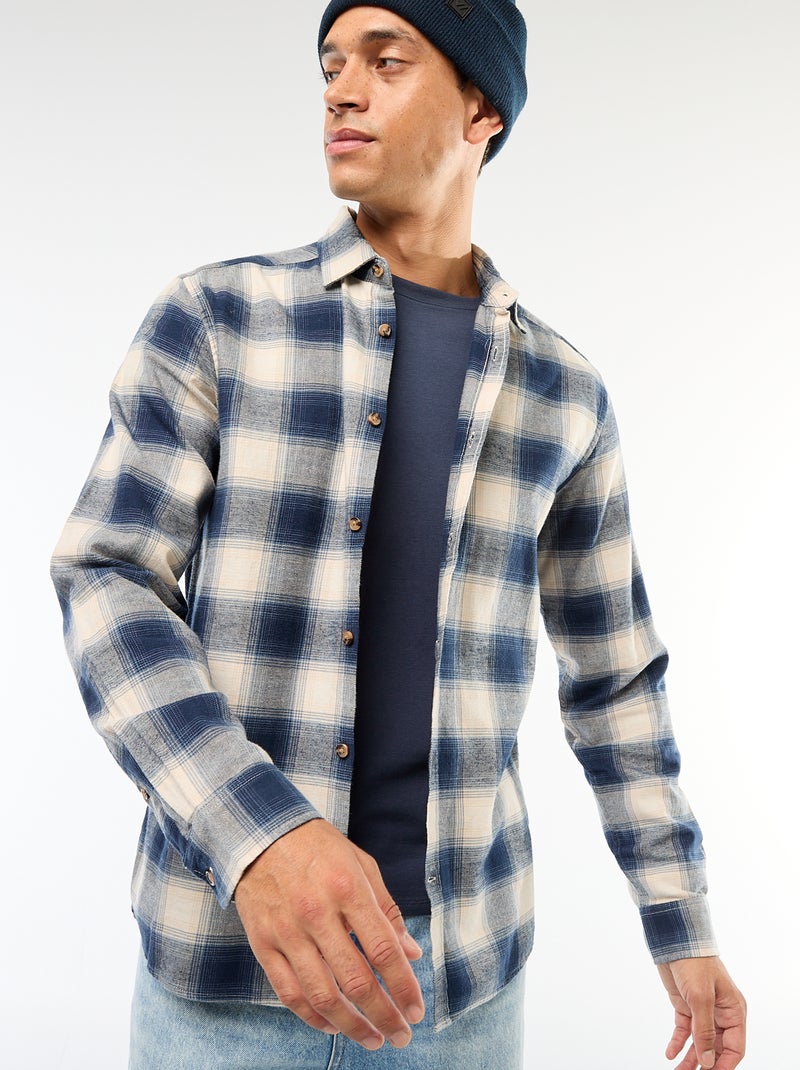 Regular-fit, geruit overhemd Blauw - Kiabi