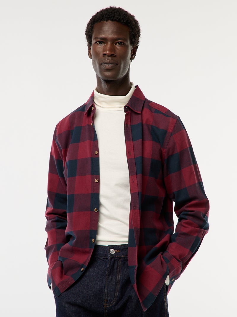 Regular-fit, geruit overhemd Rood - Kiabi