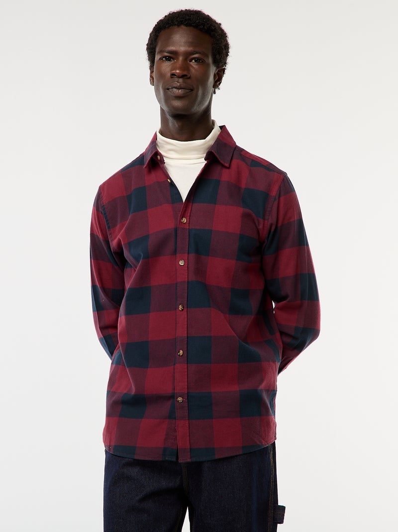 Regular-fit, geruit overhemd Rood - Kiabi