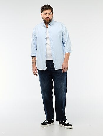 Regular fit hemd van ribtricot