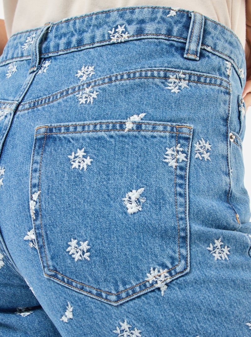 Regular fit jeans met borduursel Blauw - Kiabi