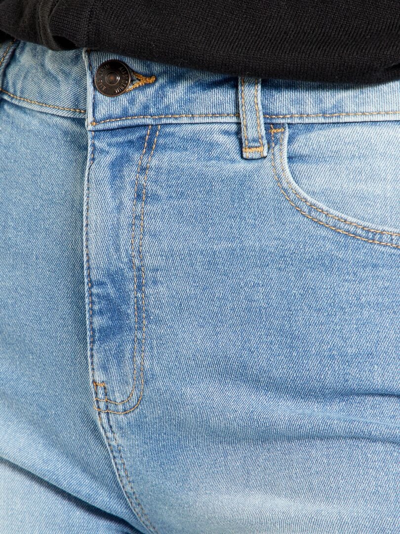 Regular-fit jeans met hoge taille - L28 BLAUW - Kiabi
