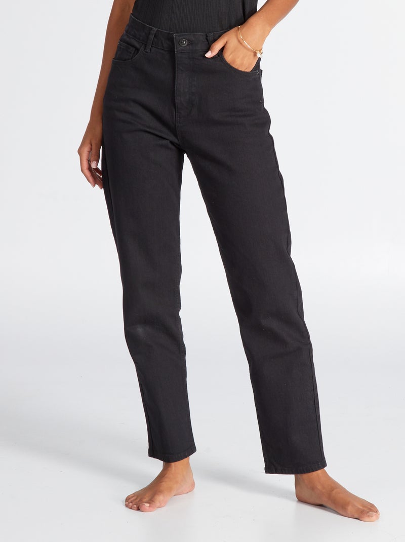 Regular-fit jeans met hoge taille 38/28L ZWART - Kiabi