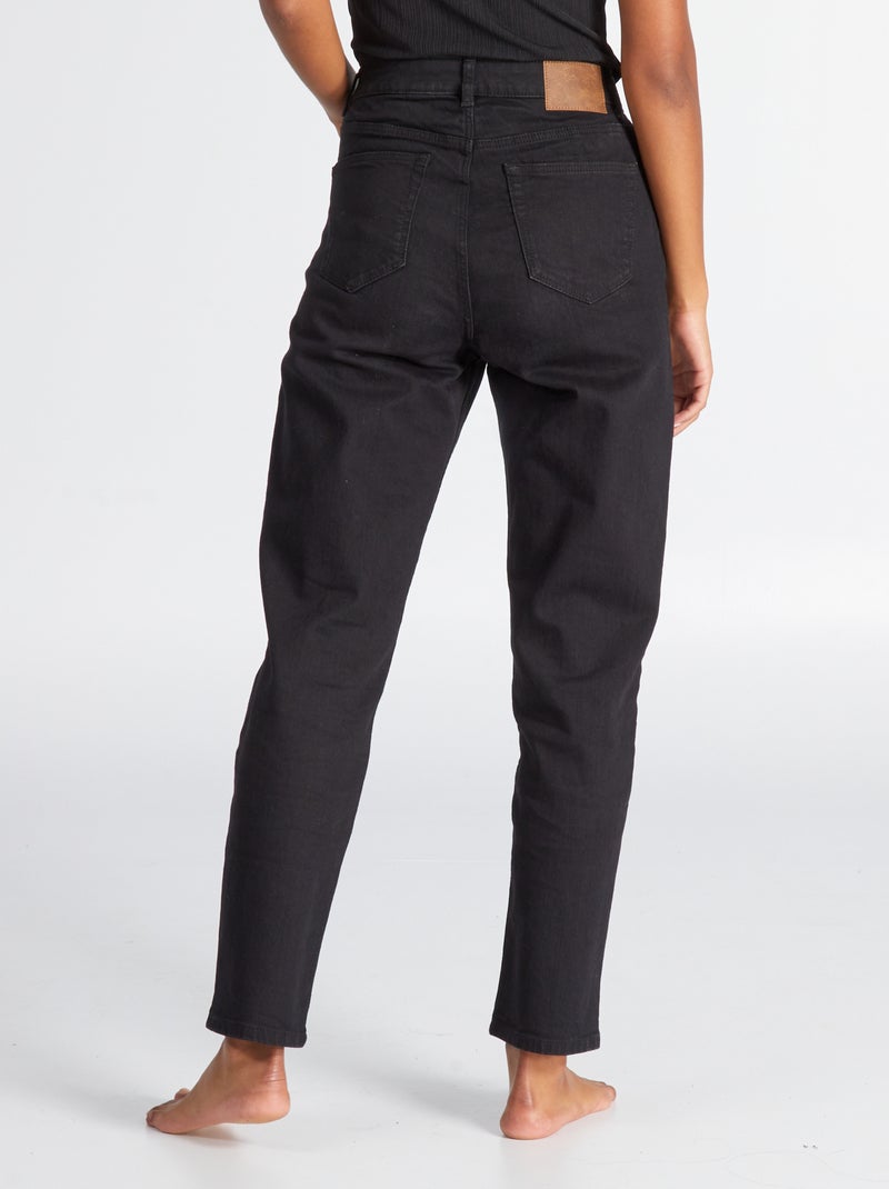 Regular-fit jeans met hoge taille 38/28L ZWART - Kiabi