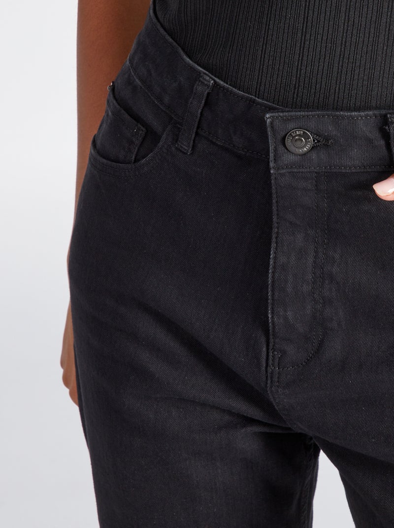 Regular-fit jeans met hoge taille 38/28L ZWART - Kiabi